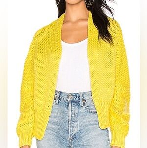 Free People Bright Yellow Open-Front Cardigan
